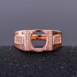 S925 Sterling Silver Gold-Plated Men's Ring Setting for 8x10mm Oval Gemstones