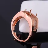 S925 Sterling Silver Gold-Plated Men's Ring Setting for 8x10mm Oval Gemstones