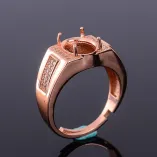 S925 Sterling Silver Gold-Plated Men's Ring Setting for 8x10mm Oval Gemstones