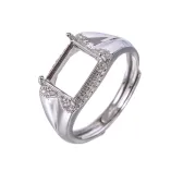 S925 Sterling Silver Gold-Plated Men's Ring Setting for 8x10mm Rectangular Jadeite