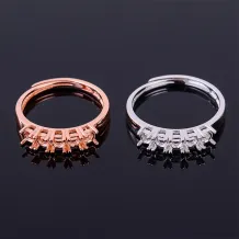 S925 Sterling Silver Gold-Plated Minimalist Cluster Ring Setting for 3x3mm &amp; 2x2mm Gems