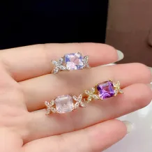 S925 Sterling Silver Gold-Plated Minimalist Ring Setting for 8x8mm Square Gems