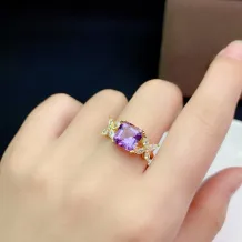 S925 Sterling Silver Gold-Plated Minimalist Ring Setting for 8x8mm Square Gems