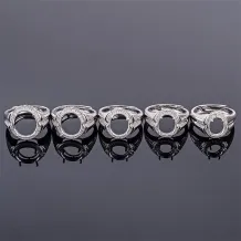 S925 Sterling Silver Gold-Plated Oval Ring Settings 8x10mm to 12x14mm Gems