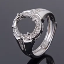 S925 Sterling Silver Gold-Plated Oval Ring Settings 8x10mm to 12x14mm Gems