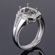 S925 Sterling Silver Gold-Plated Oval Ring Settings 8x10mm to 12x14mm Gems