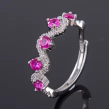 S925 Sterling Silver Gold-Plated Ring Mount with Halo Setting for 3×3mm Oval Cabochon