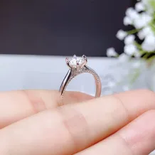 S925 Sterling Silver Gold-Plated Ring Setting for 6.5mm (1ct) Moissanite