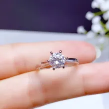 S925 Sterling Silver Gold-Plated Ring Setting for 6.5mm (1ct) Moissanite