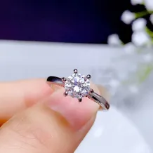 S925 Sterling Silver Gold-Plated Ring Setting for 6.5mm (1ct) Moissanite