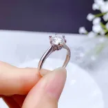 S925 Sterling Silver Gold-Plated Ring Setting for 6.5mm (1ct) Moissanite