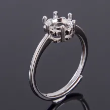 S925 Sterling Silver Gold-Plated Ring Setting for 6.5x6.5mm Round Moissanite (1ct equivalent)