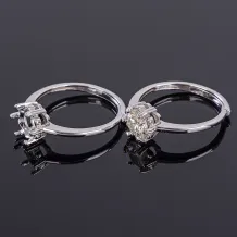 S925 Sterling Silver Gold-Plated Ring Setting for 6.5x6.5mm Round Moissanite (1ct equivalent)