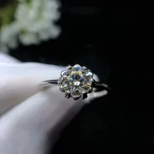 S925 Sterling Silver Gold-Plated Ring Setting for 6.5x6.5mm Round Moissanite (1ct equivalent)