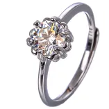 S925 Sterling Silver Gold-Plated Ring Setting for 6.5x6.5mm Round Moissanite (1ct equivalent)