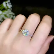 S925 Sterling Silver Gold-Plated Ring Setting for 8x8mm Round Moissanite