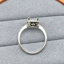 S925 Sterling Silver Gold-Plated Ring Setting for 8x8mm Round Moissanite