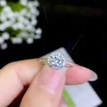 S925 Sterling Silver Gold-Plated Ring Setting for 8x8mm Round Moissanite