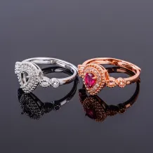 S925 Sterling Silver Gold-Plated Ring Setting for Teardrop Cabochon 4x5 4x6mm