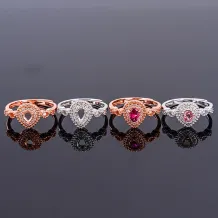 S925 Sterling Silver Gold-Plated Ring Setting for Teardrop Cabochon 4x5 4x6mm