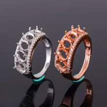 S925 Sterling Silver Gold-Plated Ring Settings Oval Cluster Designs for 4x6mm Gems