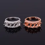 S925 Sterling Silver Gold-Plated Ring Settings Oval Cluster Designs for 4x6mm Gems