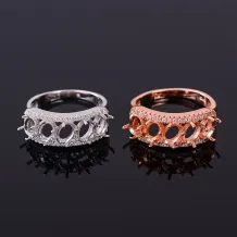 S925 Sterling Silver Gold-Plated Ring Settings Oval Cluster Designs for 4x6mm Gems