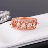 S925 Sterling Silver Gold-Plated Ring Settings Oval Cluster Designs for 4x6mm Gems