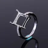 S925 Sterling Silver Gold-Plated Square Ring Setting for 10x10mm Gemstones