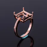 S925 Sterling Silver Gold-Plated Square Ring Setting for 10x10mm Gemstones