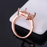 S925 Sterling Silver Gold-Plated Square Ring Setting for 10x10mm Gemstones