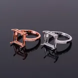 S925 Sterling Silver Gold-Plated Square Ring Settings 5x5/6x6/10x10mm Gemstone