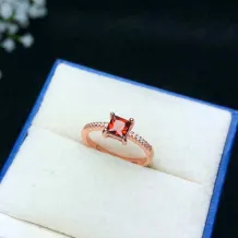 S925 Sterling Silver Gold-Plated Square Ring Settings 5x5/6x6/10x10mm Gemstone