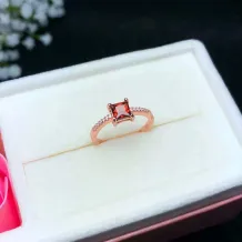 S925 Sterling Silver Gold-Plated Square Ring Settings 5x5/6x6/10x10mm Gemstone