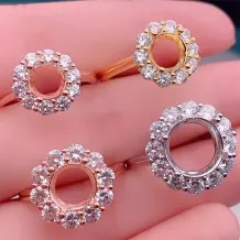 S925 Sterling Silver Halo Ring Setting For Round 4/5/6/7/8/9/10mm Gemstones