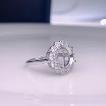 S925 Sterling Silver Halo Ring Setting For Round 4/5/6/7/8/9/10mm Gemstones