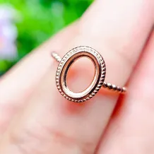 S925 Sterling Silver Lace-Inspired Bezel Ring Setting for 6x8mm &amp; 8x10mm Oval Gems