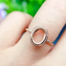 S925 Sterling Silver Lace-Inspired Bezel Ring Setting for 6x8mm &amp; 8x10mm Oval Gems