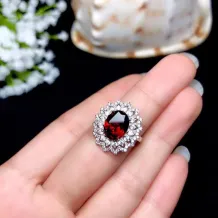 S925 Sterling Silver Luxury Ring Setting for 7x9mm Oval Jade &amp; Tourmaline