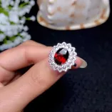 S925 Sterling Silver Luxury Ring Setting for 7x9mm Oval Jade & Tourmaline