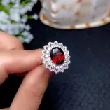 S925 Sterling Silver Luxury Ring Setting for 7x9mm Oval Jade & Tourmaline