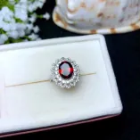 S925 Sterling Silver Luxury Ring Setting for 7x9mm Oval Jade & Tourmaline