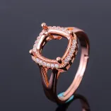S925 Sterling Silver Luxury Square Ring Setting for 9x9mm Cushion-Cut Gems