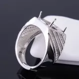 S925 Sterling Silver Men's Ring Setting for 10x14mm Gemstones