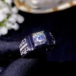 S925 Sterling Silver Men's Ring Settings for 6.5x6.5 to 9x9mm Round Moissanite Unset