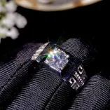 S925 Sterling Silver Men's Ring Settings for 6.5x6.5 to 9x9mm Round Moissanite Unset