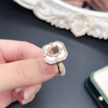 S925 Sterling Silver Plated With 18k Gold Ring Empty Holder For Oval 5*7mm Mother Of Pearl Stone
