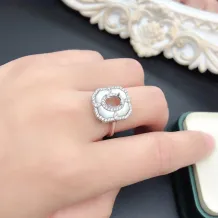S925 Sterling Silver Plated With 18k Gold Ring Empty Holder For Oval 5*7mm Mother Of Pearl Stone