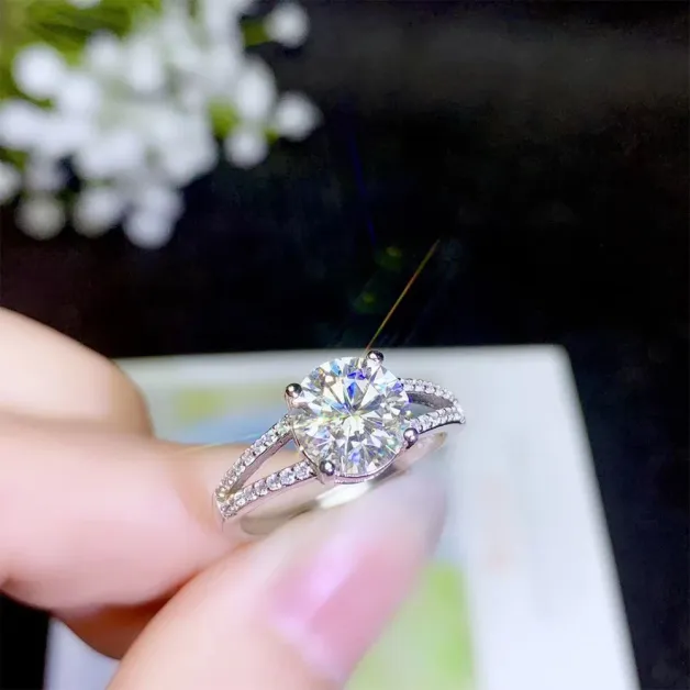 S925 Sterling Silver Plated With 18k Gold Ring Setting For Round 5/6.5/8mm Diamond