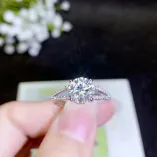 S925 Sterling Silver Plated With 18k Gold Ring Setting For Round 5/6.5/8mm Diamond